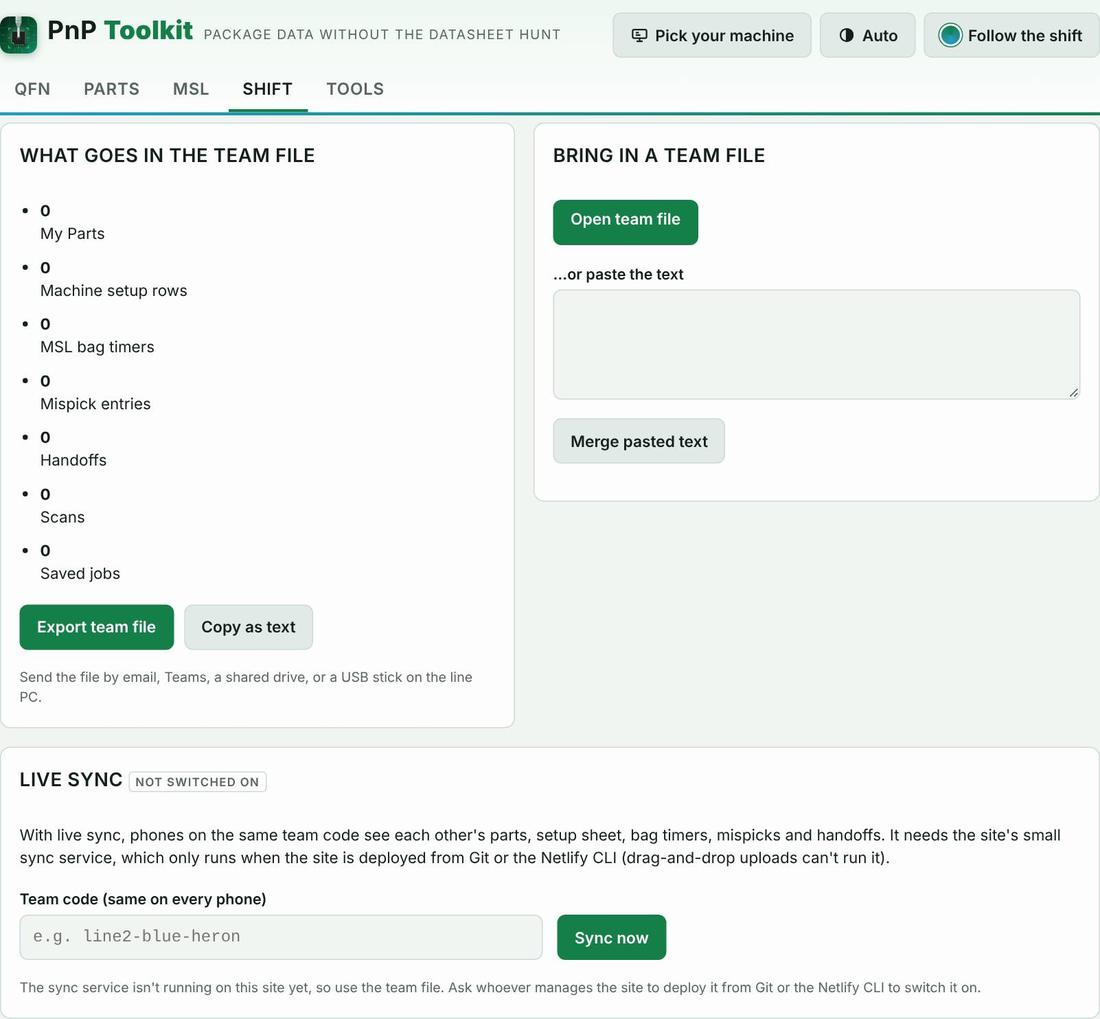 Team file and sharing screen in PnP Toolkit
