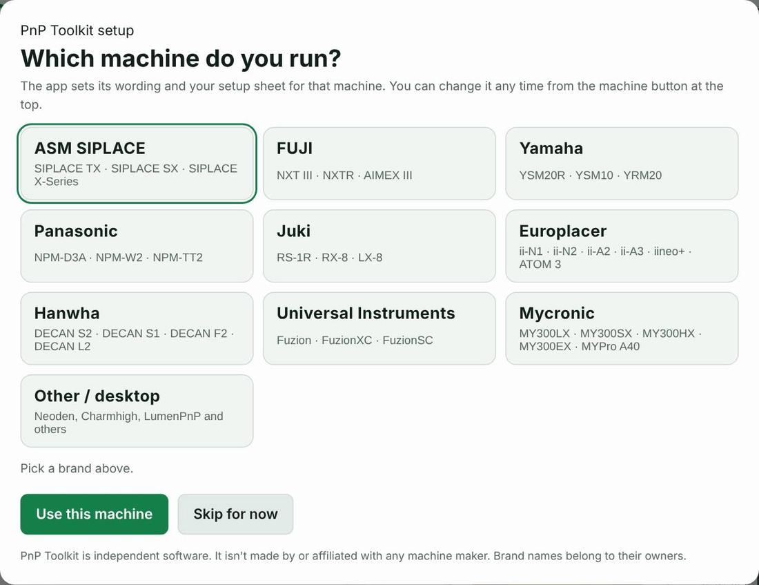 Screenshot: The app sets itself up for your machine